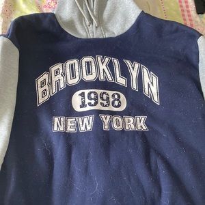 navy blue and white “romwe” hoodie